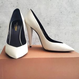 SAINT LAURENT Leather White Heels 39 1/2